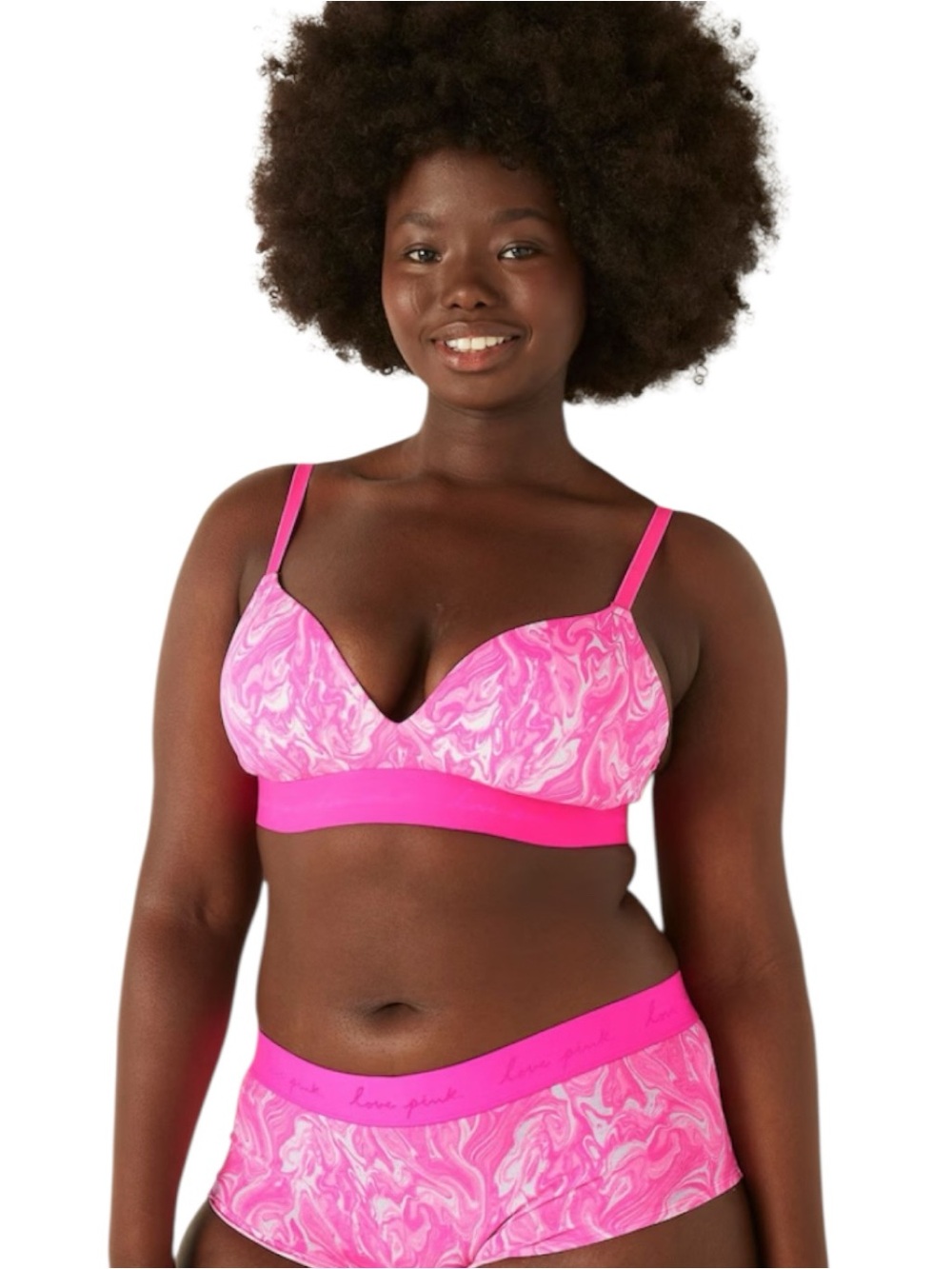 Victoria’s Secret Pink Atomic Pink Marble Non Wired Push Up Smooth T-Shirt Bra